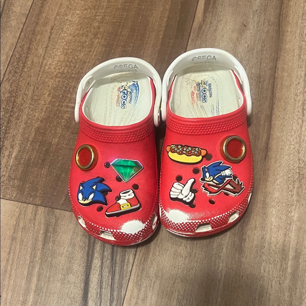 CROCS Kids Red Clogs with Fun Design